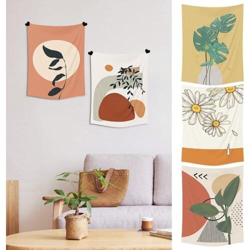 Ins Wall Hanging Cloth Small Fresh Tapestry Painting Background Nordic Style Abstract Art Blanket for Bedroom Living Room Decor