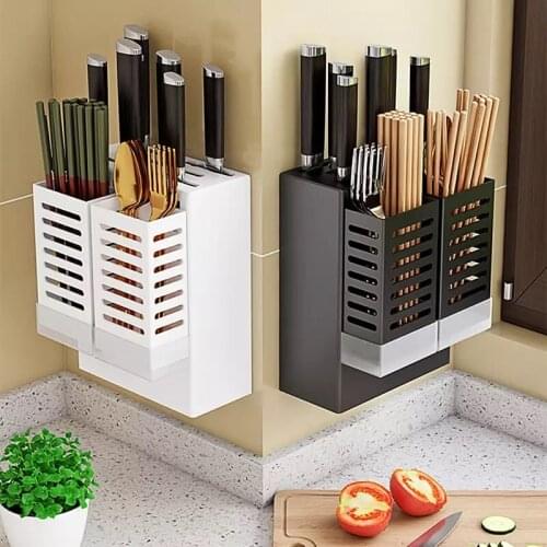 Chopsticks Basket Cage Knife Holder Spoon Shelf Integrated Combination Wall-Mounted Kitchen Storage Rack