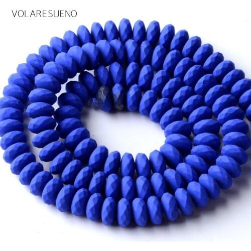 Natural Stone 6mm Blue Hematite Stone Matter Rubber Rondelle Beads Space Loose Beads For Jewelry Making Diy Bracelet Necklace15"