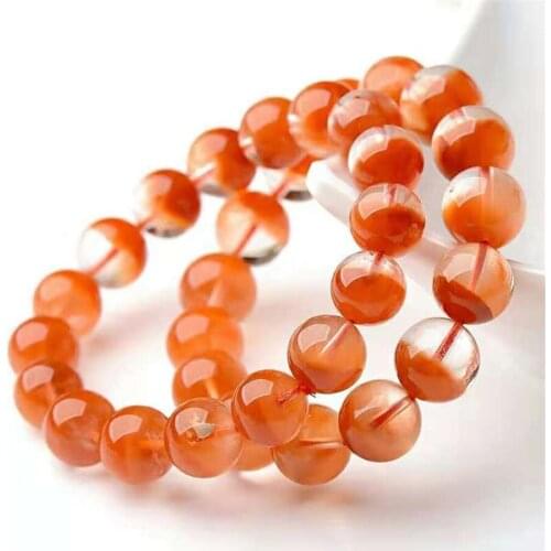 Natural Red Rabbit Rutilated Quartz Crystal Stretch Round Bead Woman Lady Bracelet 12mm