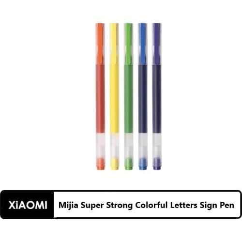 New xiaomi Mijia Super Strong Shackle With Colorful Letters Sign Pen 5 Colors 0.5mm Black Gel Pen Signing Pens For School Office