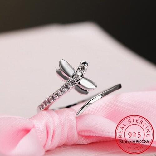 New Arrivals 925 Sterling Silver Rings Dragonfly Ring For Girl Women Gift Jewelry Free Shipping