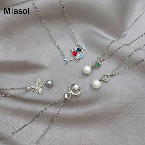 Girls Necklace Bee Swan Flower Branch Lovers Bird Exquisite Style High Quality Woman Pendant Imitation Pearl Chain Lady Jewelry