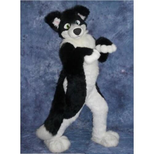 Factory Direct Sell Best Quality on Alis Black Husky Dog Fox Fursuit Birthday Dress Costume Cosplay Christmas Party