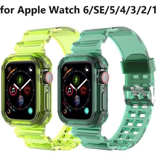 Crystal Sport Strap for Apple Watch Band Series 6 5 Transparent Watchband for Iwatch 3 4 Bracelet 38mm 40mm 42mm 44mm