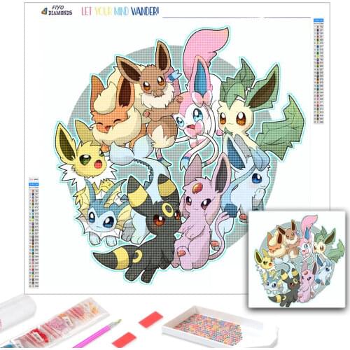 5D DIY Diamond Painting Pocket Monster Animal Cartoon Diamond Embroidery Home Decor Cross Stitch Kits Handicraft Needlework Art