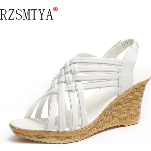 Sandals Women Summer Bohemia Cover Heel Wedges Shoes for Woman Fashion Stripe Platform Ladies Sandals 2021