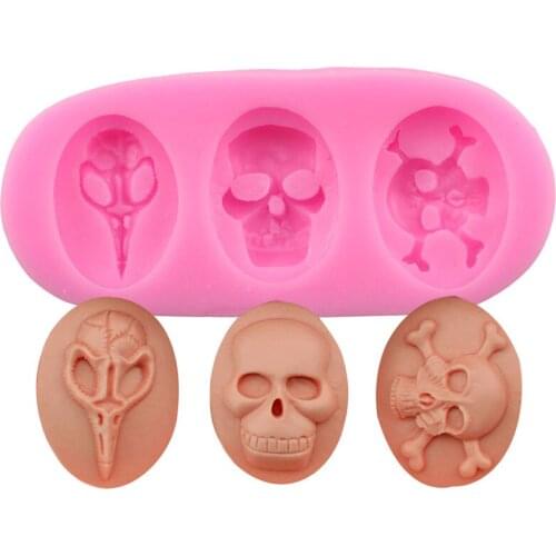 DIY Skull Head Halloween Silicone Fondant Mold Chocolate Mould Cake Decorating Tools Cupcake Topper Polymer Clay Candy Molds