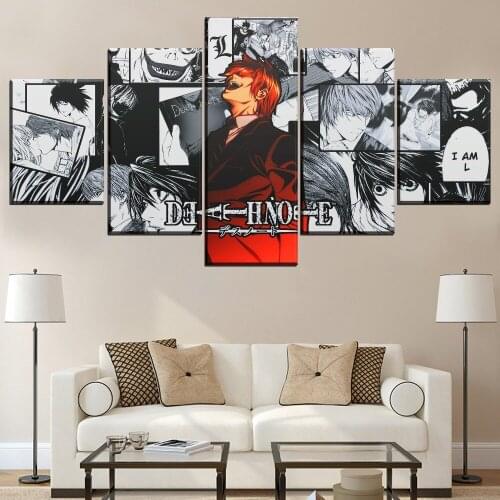 Canvas Modern Picture Home Decoration 5 Piece Death Note Yagami Paintings Wall Art Print Anime Poster Modular Living Room Framed