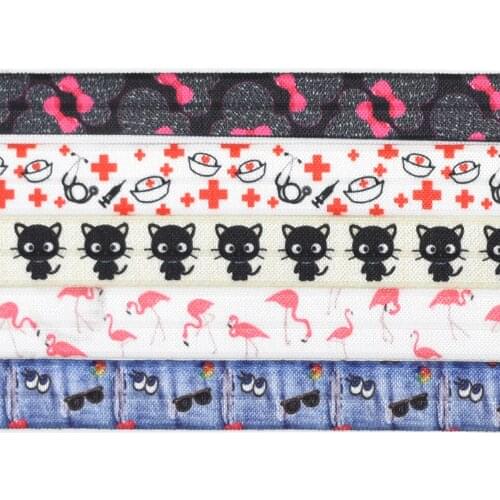 5/8"16mm 25mm heat transfer FOE fold over elastic ribbon 100yards welcome custom printed