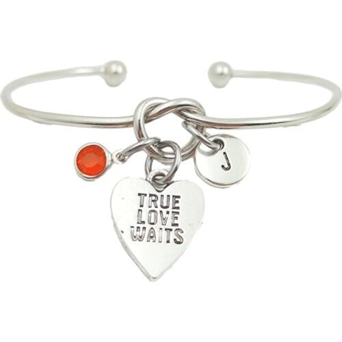 Ture Love Waits Sport Retro Creative Initial Letter Monogram Birthstone Adjustable Bracelet Fashion Jewelry Women Gift Pendant