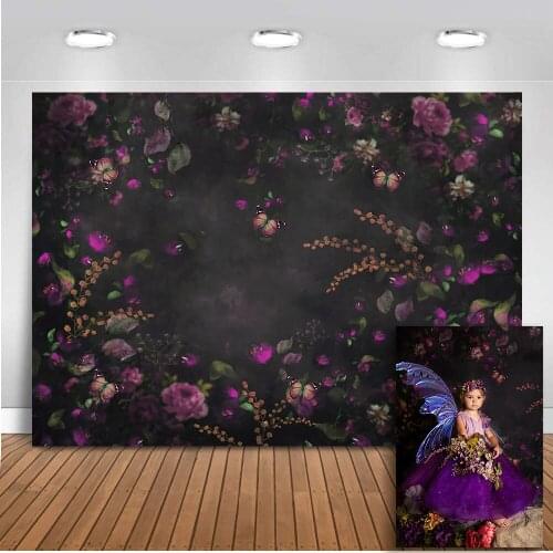 Flower painting photography backdrop newborn portrait kids background for photo booth studio butterfly vinyl material photocall