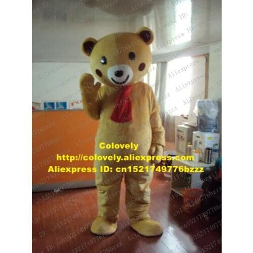 Vivid Brown Teddy Bear Rilakkuma Cookies Bear Relax Kuma Mascot Costume Mascotte With Red Scarf Adult No.269 Free Shipping