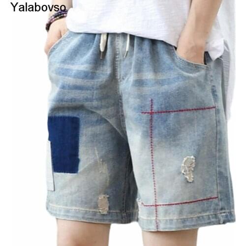 Casual Cowboy Female Pantalon Femme Trousers Elastic Waist Embroidered Denim Shorts For Womens Women Vintage Retro Yalabovso