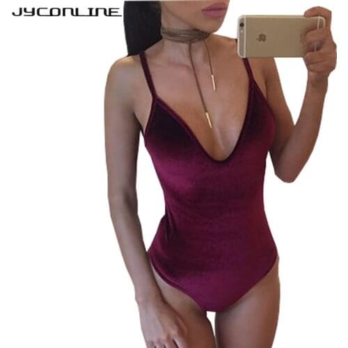 JYConline 2019 Deep V Neck Bodysuit Women Body Top Backless Playsuit Women Jumpsuit Rompers Sexy Bodysuit Tops Combinaison Femme