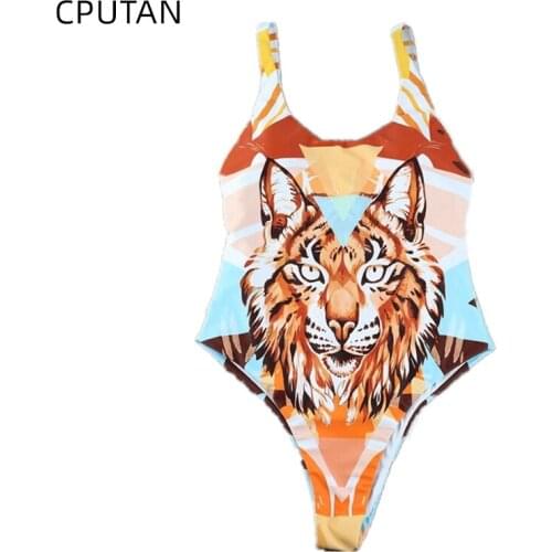2021 Womens Swimsuit One Piece Animal Pattern Plunge Bathing Suit Bodysuit Plus Size Monokini Beach Wear