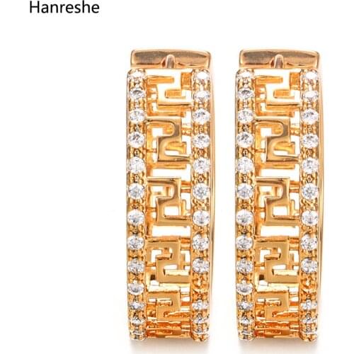 Hanreshe Gold Crystal Hoop Earrings Punk Jewelry Party Wedding Accessories Small Round Natural Zircon Copper Earring Women Gift