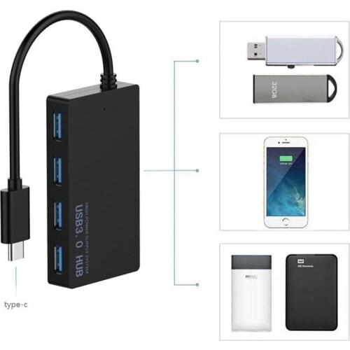 100set Ultra thin Type USB C 3.1 to USB 3.0 4 Ports HUB Data Converter Adapter splitter with DC USB Power Port For Pro Macbook