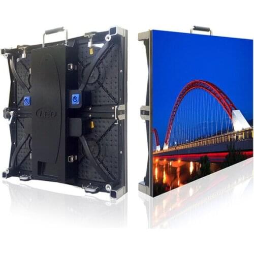 2pcs P3.91 500x500mm Die Cast Aluminum Cabinet Outdoor RGB LED Display Screen, 3pcs Hanging Bar LED Wall