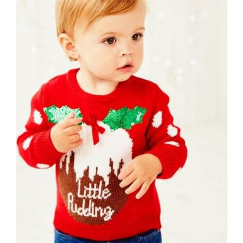 2016 Winter Autumn brand childrens clothing baby boy long-sleeved sweater knitted cotton cartoon snowman Santa Claus elk