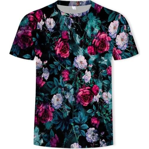 2019 Summer New Men Women Sweatshirt 3D Print Love Beautiful Rose Flower T Shirt Casual Short Sleeve Harajuku Pullover