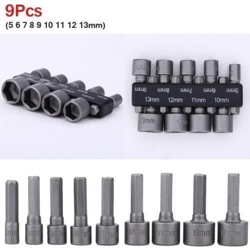 9pcs/set 5mm-13mm Hex Socket Sleeve Nozzles Nut Driver Set