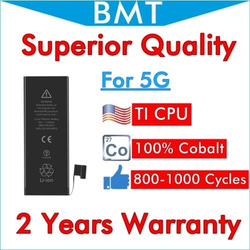 BMT Original 5pcs Superior Quality Battery for iPhone 5 5G 1440mAh 100% Cobalt Cell TI CPU 3.7V 0 cycle replacement