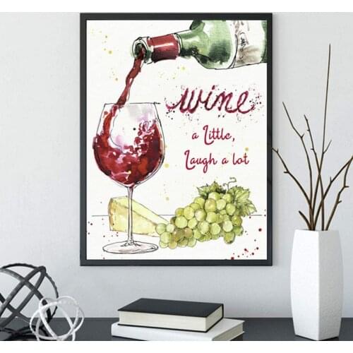 New English Alphabet Champagne Grape Cheese Diy Diamond Painting Kits 5D Full Diamond Mosaic Cross Stitch Home Decoration Gift