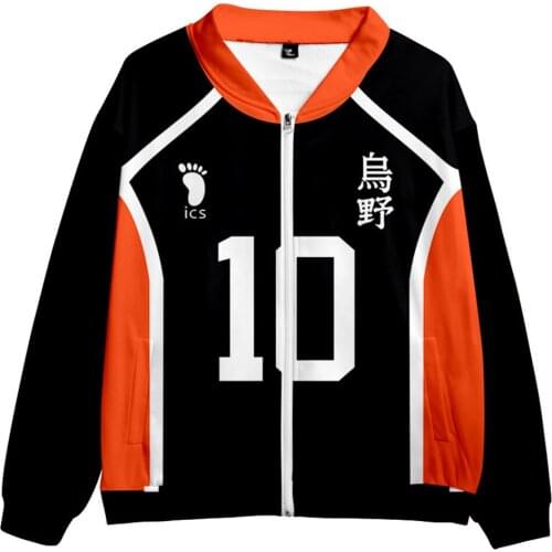 Anime Haikyuu Hinata Shoyo Karasuno High School 3D Printed Cosplay Zip Up Coat Jacket