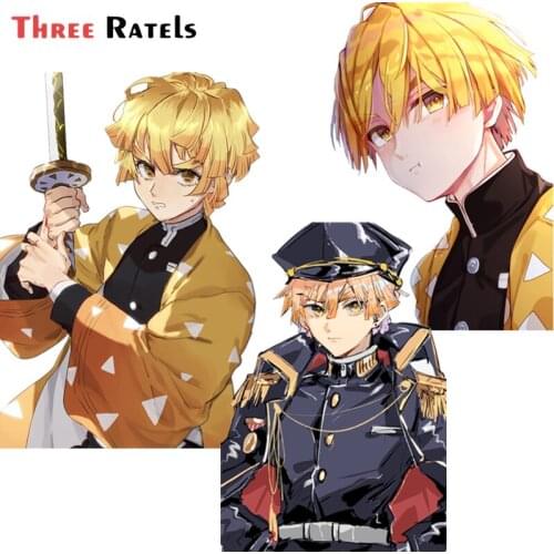 Three Ratels F559 Agatsuma Zenitsu Kimetsu No Yaiba Anime Car Sticker Motorbike Laptop PVC Waterproof Decal