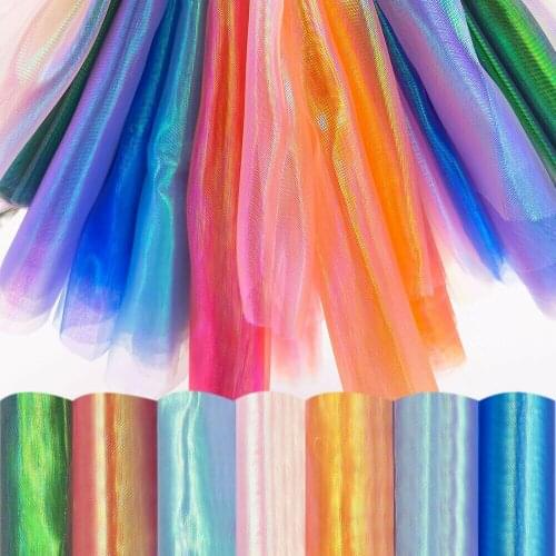 Shiny Fabric Gauze Stage Wedding Doll Clothing Decor Fabric Background Material Holographic 59"Width Tissue Voile Trans DIY