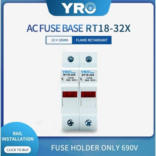 1PC RT18-32 2P 10x38mm PBT Copper Fuse Holder 500V 32A