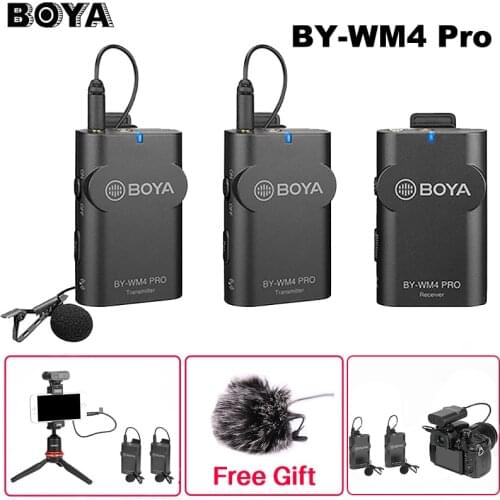 Boya BY-WM4 Pro K1/K2 Dual Channel 2.4G Wireless MIC Studio Condenser Microphone Lavalier Interview Mic for iPhone DRLR Camera