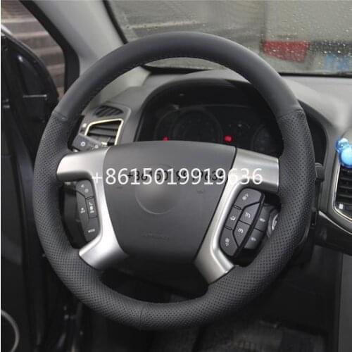 Black Leather DIY Car Steering Wheel Cover for Chevrolet Captiva 2007-2014 Silverado GMC Sierra 2007-2013 Daewoo Winstorm