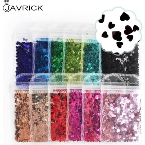 12 Colors Heart Shape Resin Art Glitter Flakes Resin Epoxy Mold Art Decorations Holographic Nail Art Glitter Sequins