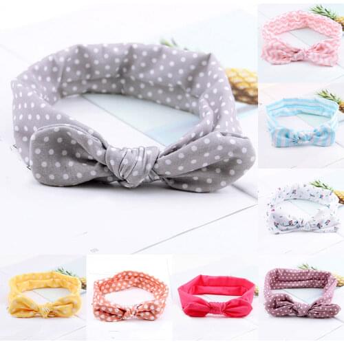 Baby Bow Hairband Dot Striped Printed Headband Rabbit Ear Hair Ribbon Newborn Headwrap Girls Boy Headdress Knotted Hair Band