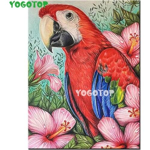 Home Decor DIY Diamond Painting parrot flowers Diamond Embroidery cross stitch full square round 3d Pictures Mosaic set,YY5359