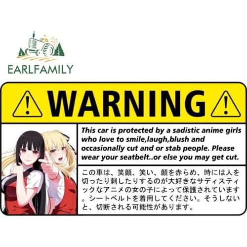 EARLFAMILY 13cm x 7cm for Kakegurui Car Accessoires Stickers Anime Funny Decal Surfboard Campervan Trunk Windshield Sticker
