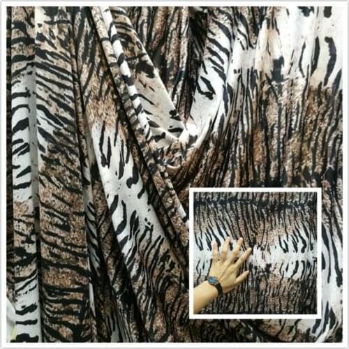 Elastic comfortable milk silk bottom tiger stripe printed fabric for sewing dress table cloth curtain homedecor fabric 1Meter