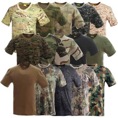 Camouflage Tactical Shirt Short Sleeve Mens Quick Dry Combat T-Shirt Military Army T Shirt Camo Outdoor Hiking Hunting Shirts