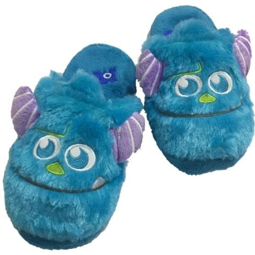 HKSNG Anime Monsters Sully Mike Funny Slippers Winter Warm Non-slip Cute Plush Indoor Bedroom Cartoon Household Shoes