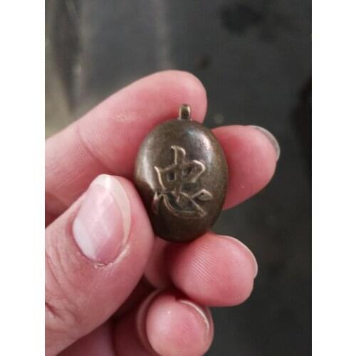 Chinese bronze brass Fengshui guangong guanyu statue amulet necklace pendant metal handicraft