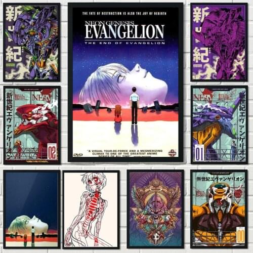 Classic Anime Vintage Posters Animated Character Evangelion Canvas Painting Room Bar Cafe Gift Art Wall Home Hanging Decoration