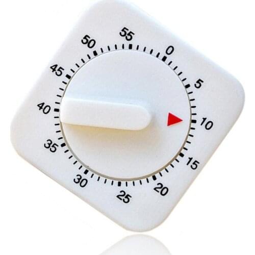 60 Minutes Kitchen Timer Count Down Alarm Reminder White Square Shape Mechanical Timer for Kitchen Food Preparation