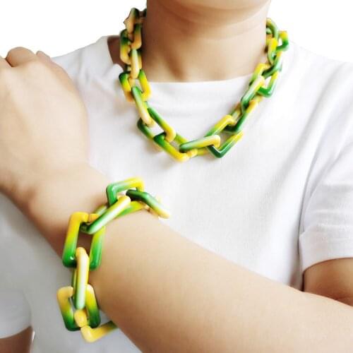 Fashion Acrylic Thick Necklace For Women Men Bohemian Plastic Long Choker Collar Pendant Necklace Statement Jewelry Gifts