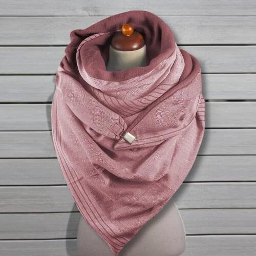 Fashion Women Autumn Winter Solid Color Button Soft Wrap Thick Warm Scarf Shawl Scarves Women Casual Clothing Accessories