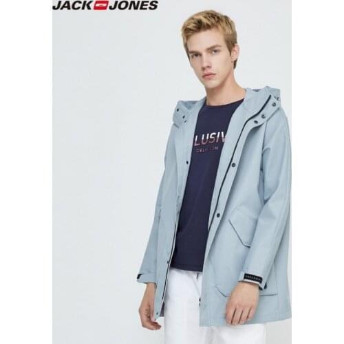 JackJones Mens Waterproof Sporty Casual Reflective Hooded with Drawstring Trench Coat|220121526