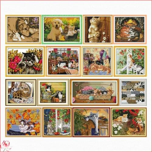 The Cat Cross Stitch Kit Animal Pattern Chinese Embroidery Kit 11CT 14CT DIY Needlework Sewing Kit Home Decoration Painting