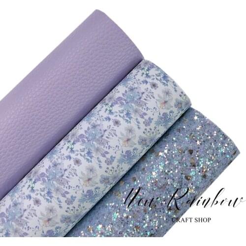 New Rainbow 22x30cm/A4 Watercolor Smoky Grey Floral Faux Leatherette Sheet 1.0MM Nice for Bow Crafts, Earrings, Accessories, ETC