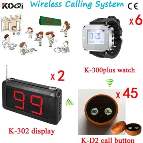NEW Restaurant Equipment Wireless Buzzer Calling System 45pcs Table Bell With 6 Waiter Pager And 2 Receiver